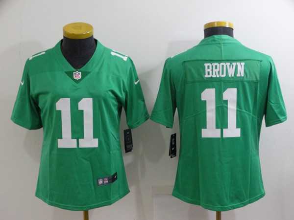 Womens Philadelphia Eagles #11 A. J. Brown Green Vapor Untouchable Limited Stitched Football Jersey->women nfl jersey->Women Jersey